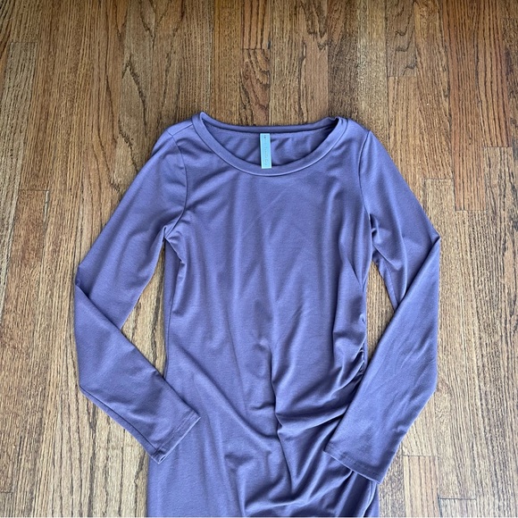 Women’s Ruched Bodycon Long Sleeve Wrap Front So Casual Basic Fitted Short Dress - Picture 6 of 6